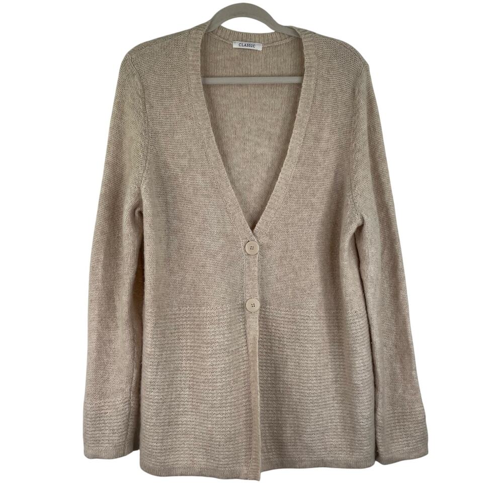 Classic M&S Knit Cardigan Oatmeal Alpaca Blend UK 16 (US 12)